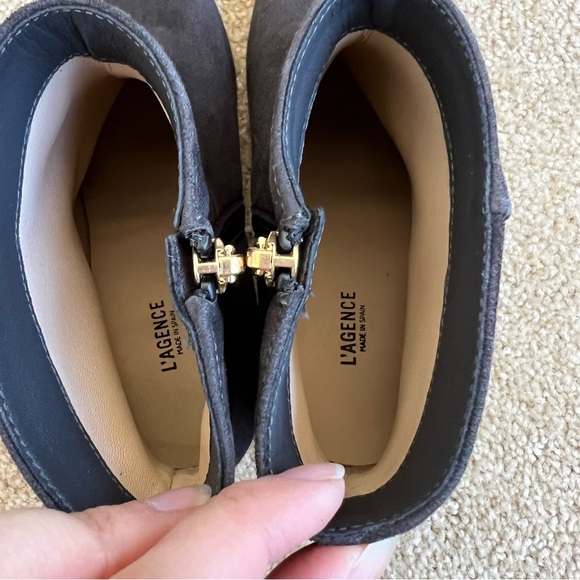 NWD L’agence Jeanne Block Heel Gray Suede Booties - Picture 5 of 8